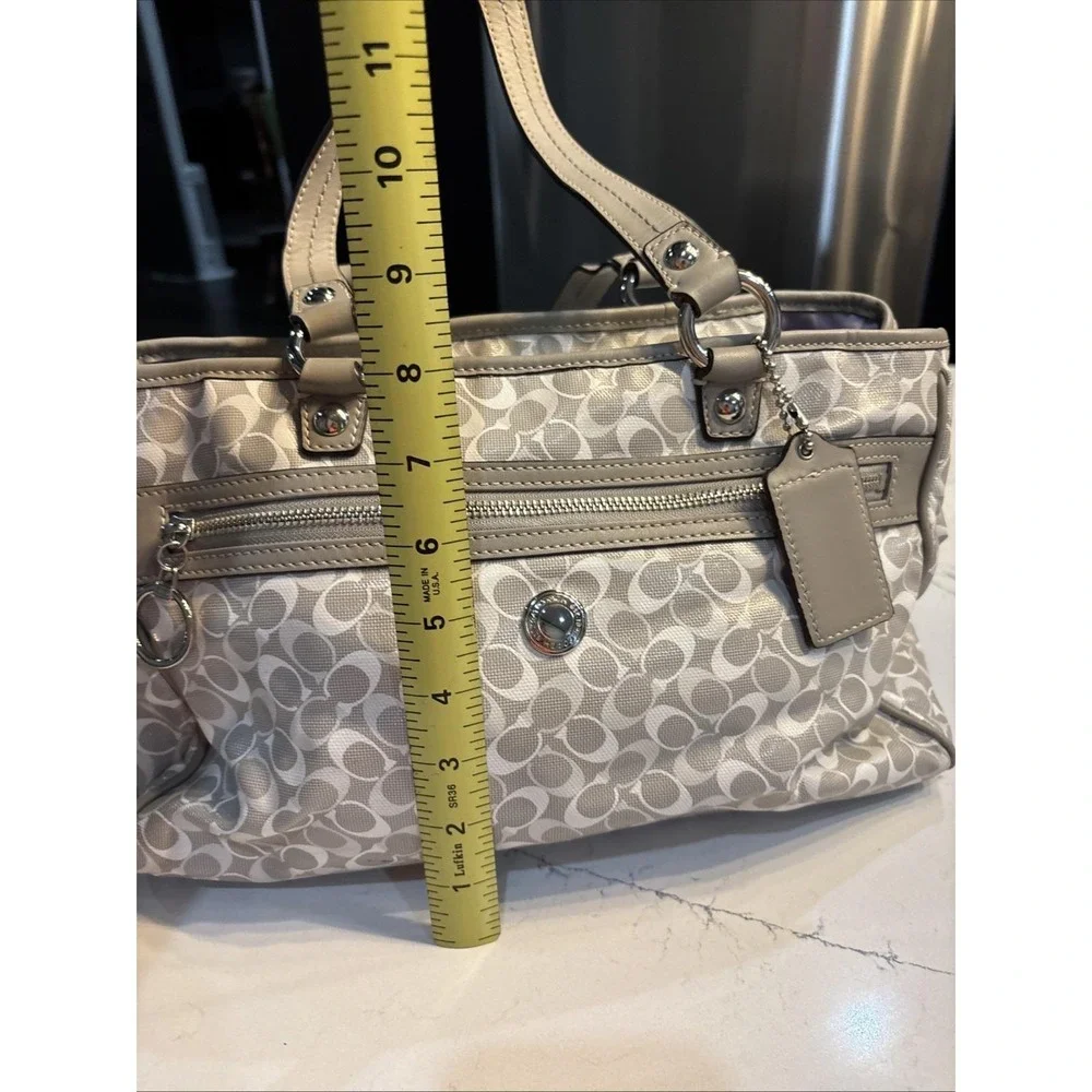 COACH Chelsea Signature Bias Tote Bag Handbag Gray White Coated Canvas